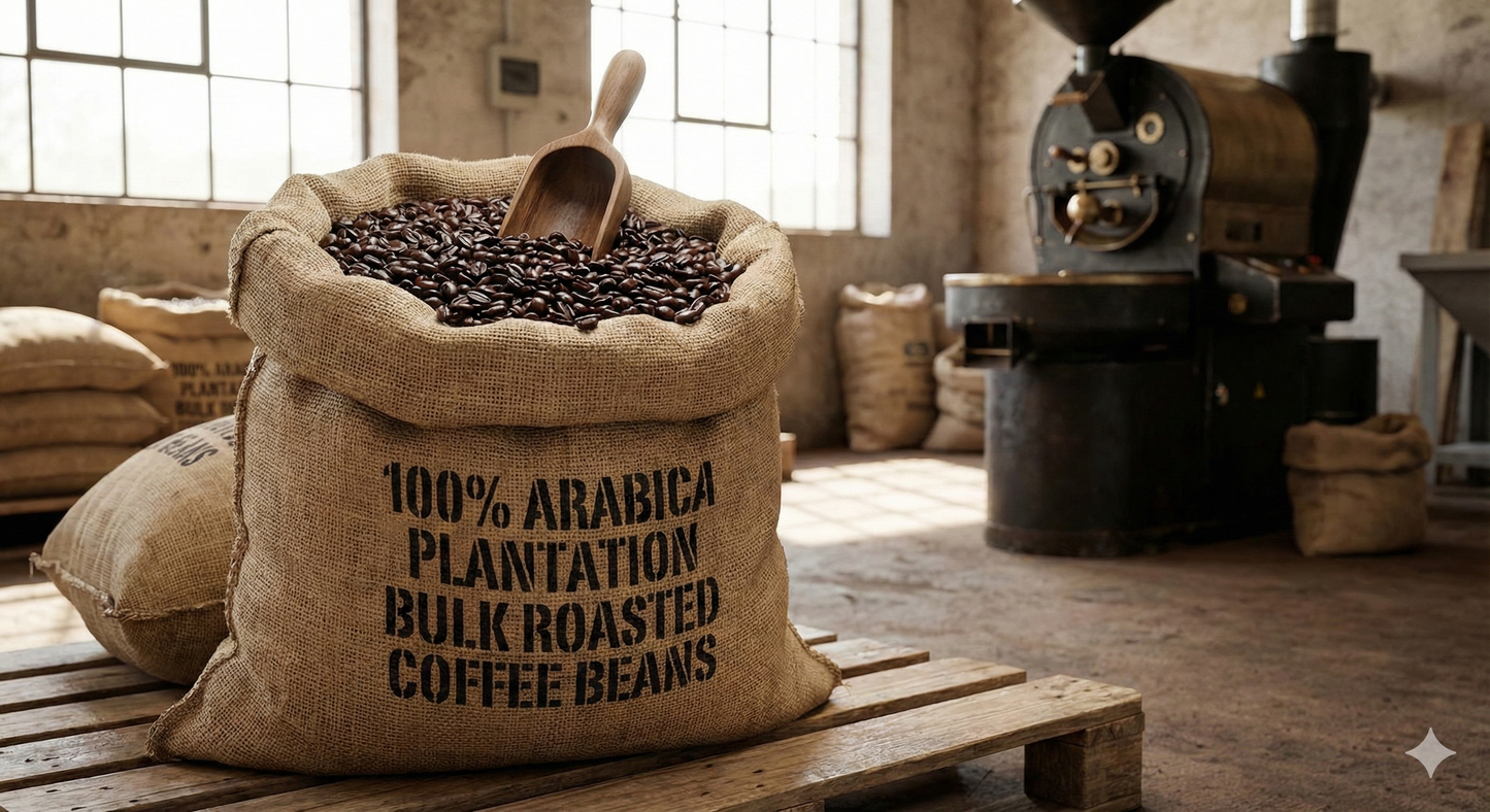 100% Arabica Plantation Bulk Roasted Coffee Beans – Premium, Smooth & High-Altitude - 25KG