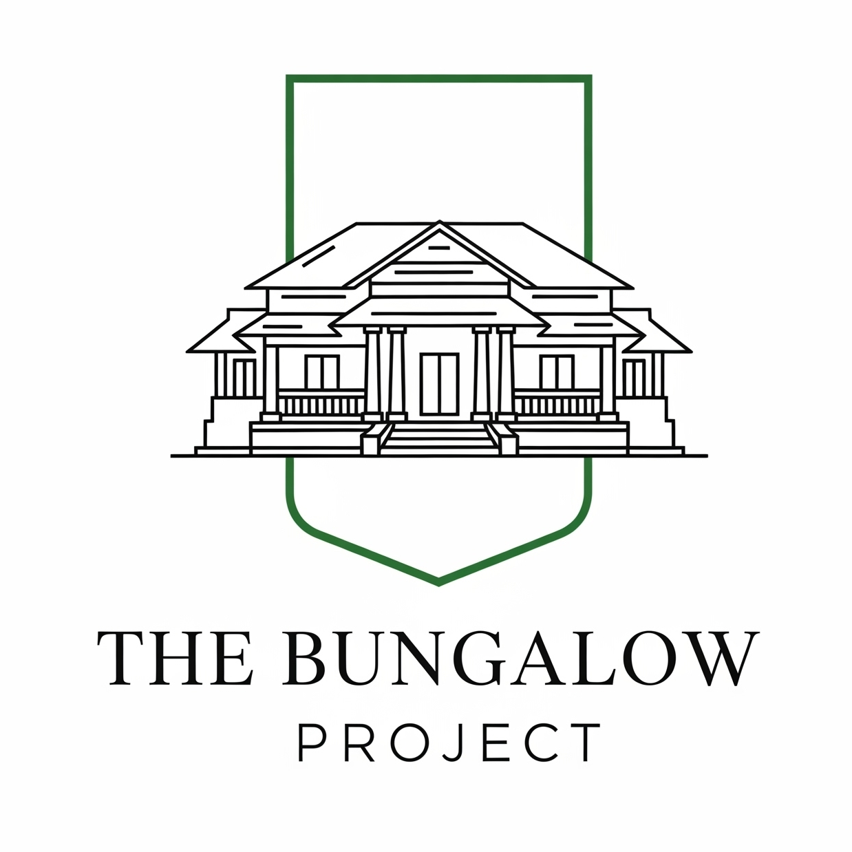 Logo for 'The Bungalow Project' featuring a line drawing of a bungalow house.