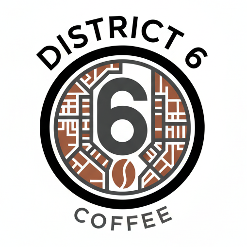 District 6 Coffee logo on a white background